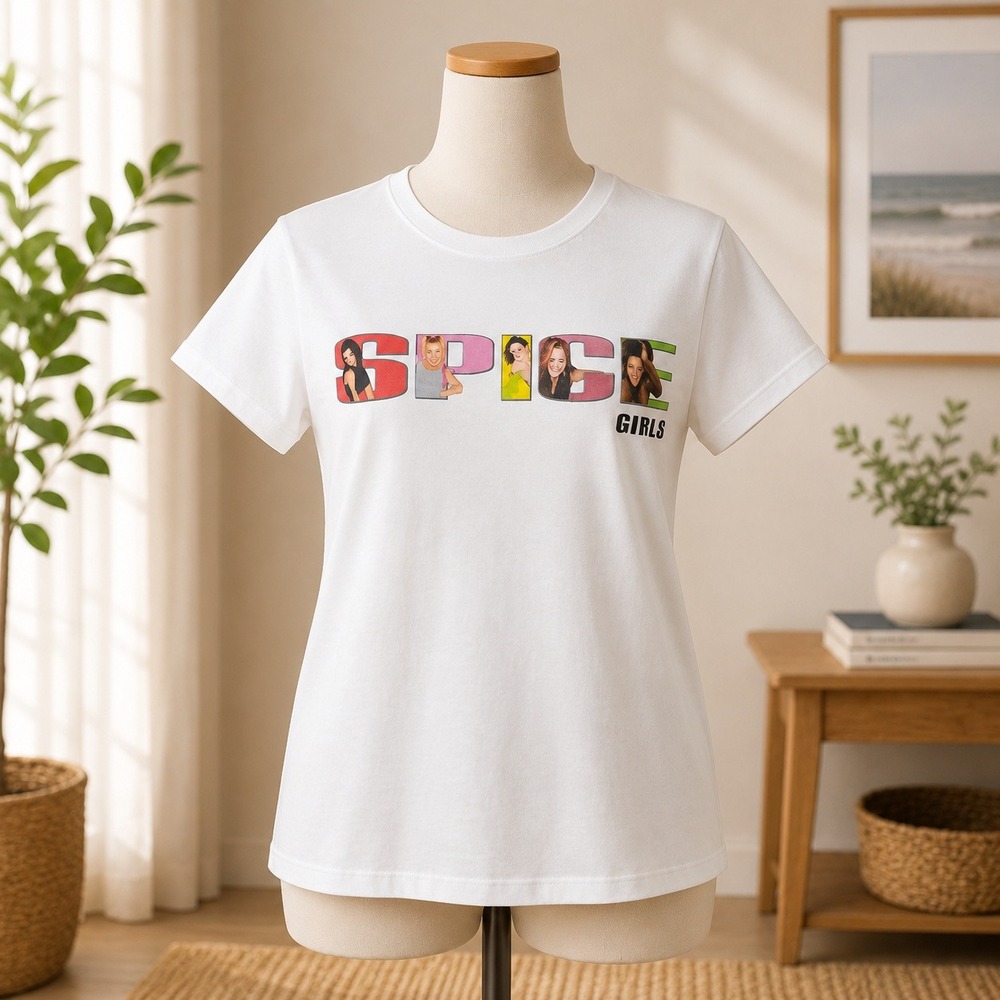 Spice‎ Girls Graphic T-Shirt White Photo Letters Bravado 2001104804 Mens MD NEW